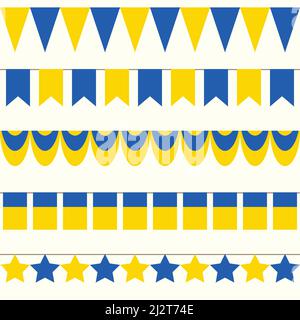 Ukraine flag ribbons set Stock Vector