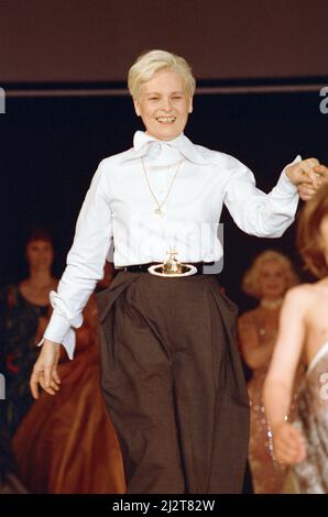 Vivienne Westwood pictured on the catwalk during her fashion show at London Fashion Week. 30th April 1993. Stock Photo
