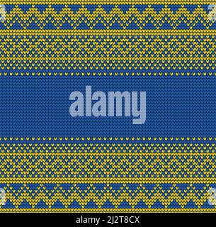 Yellow and blue knitting background Stock Vector