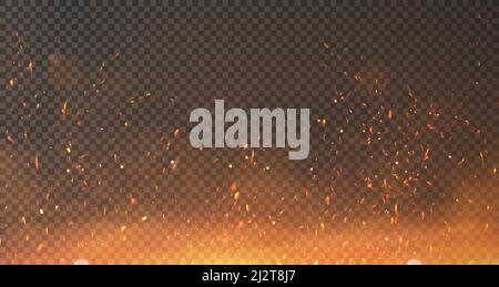 Overlay effect of fire, smoke, sparks of coals Stock Vector