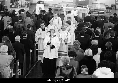 The funeral of James Bulger, Sacred Heart Church, Kirkby. The coffin ...