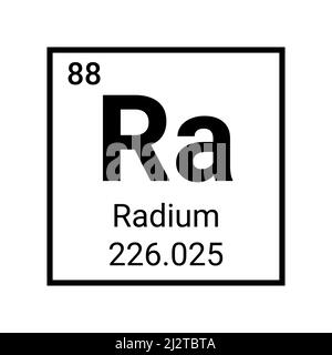 Radium mendeleev icon symbol. Radium atom element periodic table chemistry vector sign Stock Vector