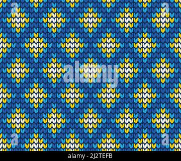 Rhombus knitting pattern Ukrainian color Stock Vector