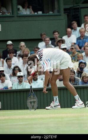 All England Lawn Tennis Championships at Wimbledon Mens Singles Third Round Michael Stich during his match against Magnus Larsson June 1992  92-3745-071 Stock Photo