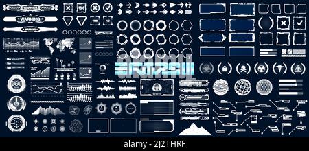 HUD box digital elements for futuristic UI, UX and GUI projects Stock Vector