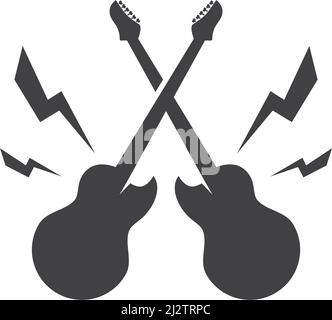 Guitar logo flat design vector template Stock Vector