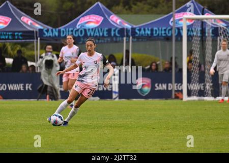 San Diego, California, USA. 02nd Apr, 2022. Angel City FC forward Christen Press (23) during a NWSL Challenge Cup soccer match between the Angel City FC and the San Diego Wave FC at Torero Stadium in San Diego, California. Justin Fine/CSM/Alamy Live News Stock Photo