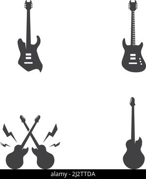 Guitar logo flat design vector template Stock Vector