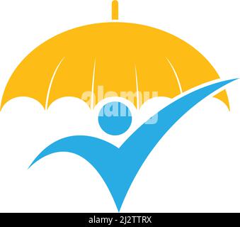 People and Umbrella logo concept Stock Vector