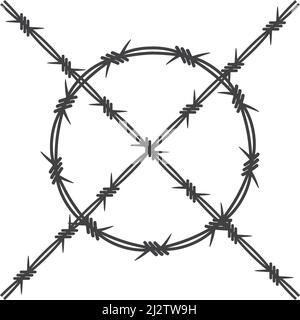 Barbed wire illustration vector flat design Stock Vector