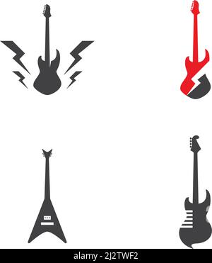 Guitar logo flat design vector template Stock Vector