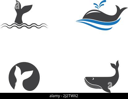 Whale logo illustration vector flat design Stock Vector