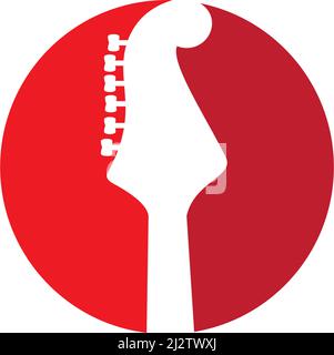 Guitar logo flat design vector template Stock Vector