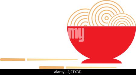 Noodle bowl logo  design vector ilustration template Stock Vector