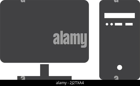Monitor pc set computer icon vector flat design Stock Vector