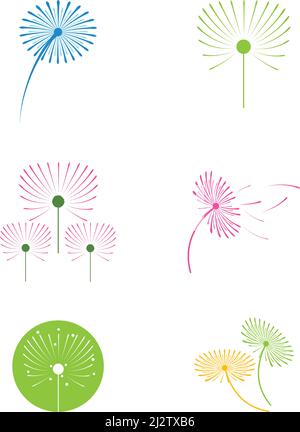 Dandelion flower illustration logo vector template Stock Vector