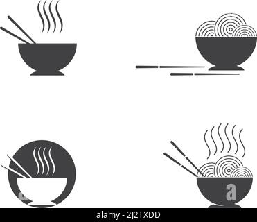 Noodle bowl logo  design vector ilustration template Stock Vector