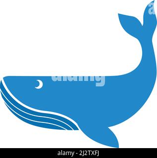 Whale logo illustration vector flat design Stock Vector