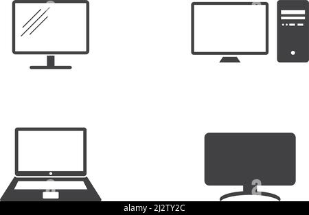 Monitor pc set computer icon vector flat design Stock Vector