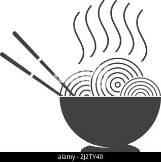 Noodle bowl logo  design vector ilustration template Stock Vector