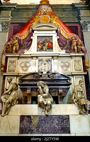 The tomb of Michelangelo in Basilica Santa Croce in Florence Italy Stock Photo