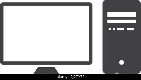 Monitor computer icon vector flat design Stock Vector
