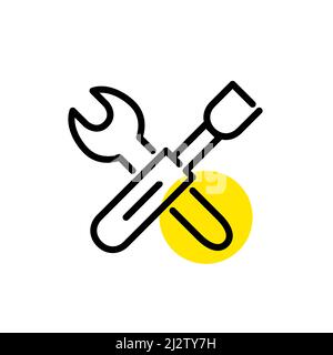 Settings, configuration, service and construction tools line art icon. Pixel perfect, editable stroke Stock Vector