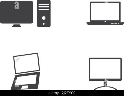 Monitor pc set computer icon vector flat design Stock Vector
