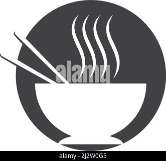 Noodle bowl logo  design vector ilustration template Stock Vector