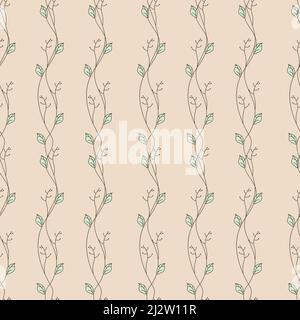 Blossom branch and vertical stripes on pastel color background Stock Vector