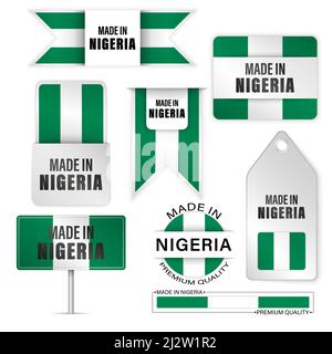 Made in Nigeria graphics and labels set. Some elements of impact for the use you want to make of it. Stock Vector