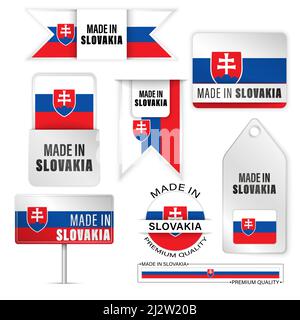 Made in Slovakia graphics and labels set. Some elements of impact for the use you want to make of it. Stock Vector