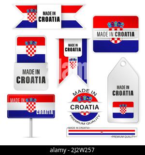 Made in Croatia graphics and labels set. Some elements of impact for the use you want to make of it. Stock Vector