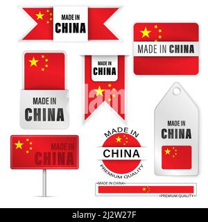 Made in China graphics and labels set. Some elements of impact for the use you want to make of it. Stock Vector