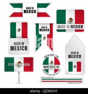 Made in Mexico graphics and labels set. Some elements of impact for the use you want to make of it. Stock Vector