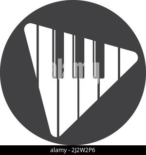 Piano logo icon vector ilustration template Stock Vector