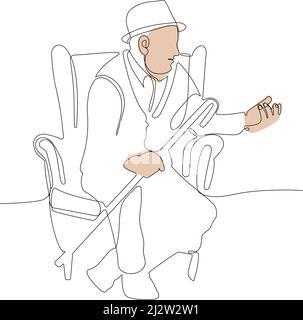 mature man in a bathrobe using a smartphone Stock Vector