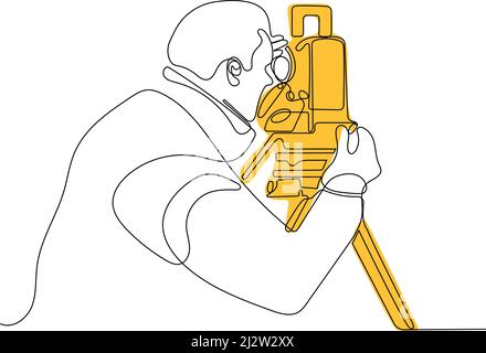 Surveyor with a tripod icon Stock Vector