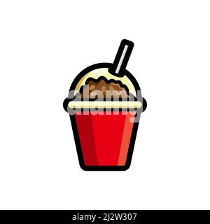 Coffee drink colored with contour fast food vector icon Stock Vector