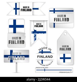 Made in Finland graphics and labels set. Some elements of impact for the use you want to make of it. Stock Vector