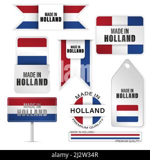 Made in Netherlands graphics and labels set. Some elements of impact for the use you want to make of it. Stock Vector