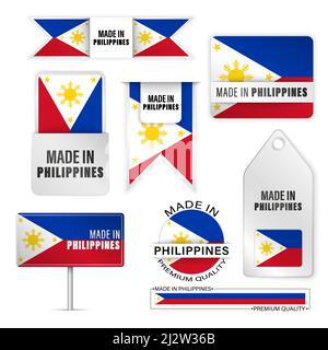 Made in Philippines graphics and labels set. Some elements of impact for the use you want to make of it. Stock Vector