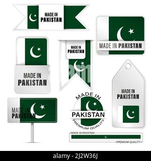 Made in Pakistan graphics and labels set. Some elements of impact for the use you want to make of it. Stock Vector