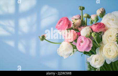 Beautiful Bouquet Wiht Rose Ranunculus Flower Pink Wrapping Paper Female  Stock Photo by ©JuliaLototskaya 225855746