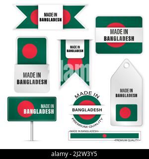 Made in Bangladesh graphics and labels set. Some elements of impact for the use you want to make of it. Stock Vector