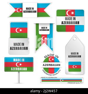 Made in Azerbaijan graphics and labels set. Some elements of impact for the use you want to make of it. Stock Vector