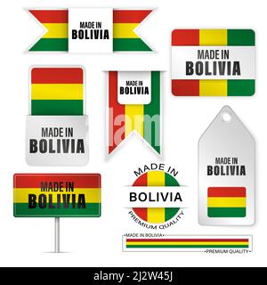 Made in Bolivia graphics and labels set. Some elements of impact for the use you want to make of it. Stock Vector