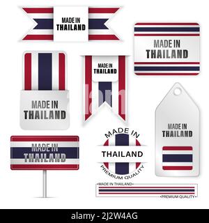 Made in Thailand graphics and labels set. Some elements of impact for the use you want to make of it. Stock Vector