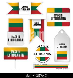 Made in Lithuania graphics and labels set. Some elements of impact for the use you want to make of it. Stock Vector