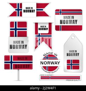 Made in Norway graphics and labels set. Some elements of impact for the use you want to make of it. Stock Vector